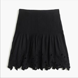 J Crew Eyelet Floral Pleated Mini Skirt, Black, Size 0 (runs big) 29" waist